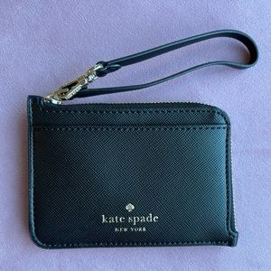 Kate Spade Small Card Holder Wristlet Wallet Soft Leather Black